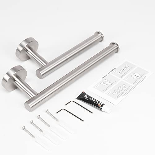 NearMoon Bath Toilet Paper Holder+ Hand Towel Holder, 2 Pieces Bathroom Hardware Set- Premium 304 Stainless Steel Toilet Roll Holder and Towel Rack Wall Mounted for Kitchen (Brushed Nickel) - color: Brushed Nickel