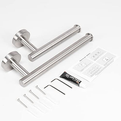 NearMoon Bath Toilet Paper Holder+ Hand Towel Holder, 2 Pieces Bathroom Hardware Set- Premium 304 Stainless Steel Toilet Roll Holder and Towel Rack Wall Mounted for Kitchen (Brushed Nickel) - color: Brushed Nickel