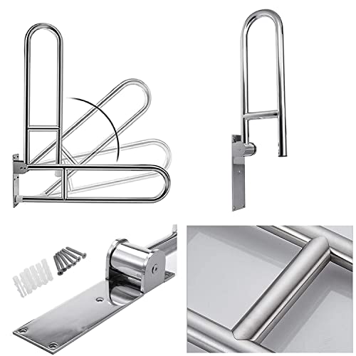 Handicap Grab Bars, Flip Up Toilet Grab Bar, Wall Mount Handicap Grab Rails, 23.6 Inch Stainless Steel Bathroom Shower Safety Bars Provide Safety Assist Grab for Pregnant Woman Elderly Disabled - size: 23.6"