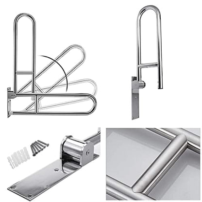 Handicap Grab Bars, Flip Up Toilet Grab Bar, Wall Mount Handicap Grab Rails, 23.6 Inch Stainless Steel Bathroom Shower Safety Bars Provide Safety Assist Grab for Pregnant Woman Elderly Disabled - size: 23.6"