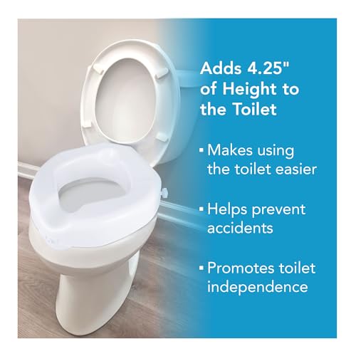 Carex Raised Toilet Seat with Extra Wide Opening - Toilet Seat Riser and Handicap Toilet Seat, White, 1 Count