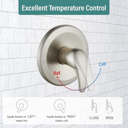 Magnetic Shower Faucet Set Dual 2 in 1 Shower System with Handheld Shower Spray 3-way Water Diverter Shower Trim Kit Rainfall Bathroom High Pressure 5 Setting without Tub Faucet Brushed Nickel - color: Brushed Nickel