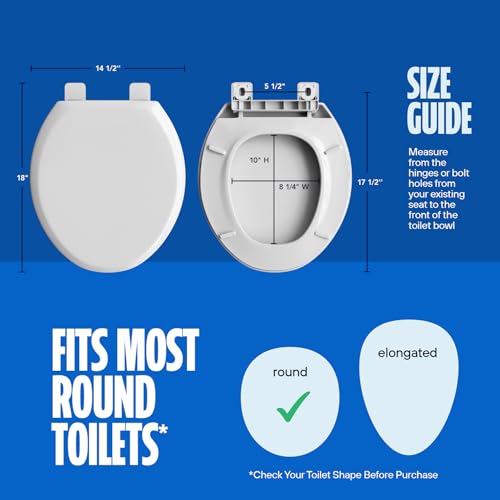 Highcraft W4TSPR Round Plastic Toilet Seat Slow Close ? Easy Remove, White - color: White, size: Round Plastic