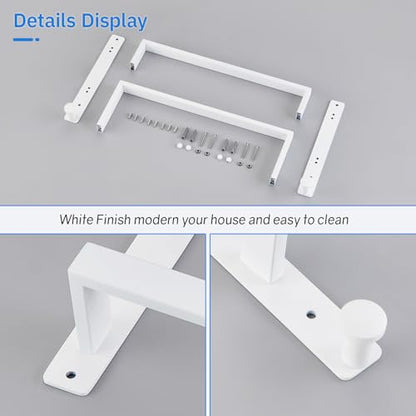 16 Inch Double Towel Bar for Bathroom with Hooks SUS 304 Stainless Steel Bath Towel Rack Wall Mounted White Finished - color: White, size: 16-Inch