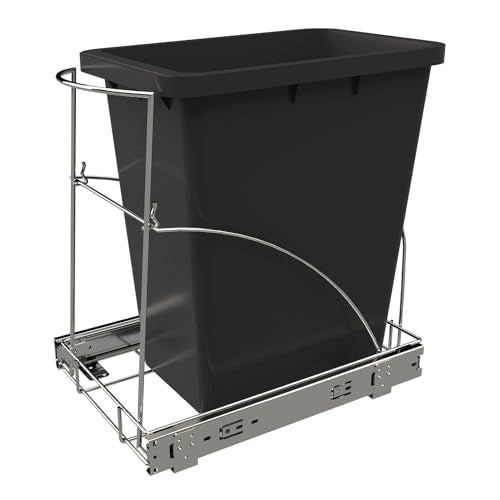Pull Out Trash Can Under Cabinet & Under Sink, Heavy Duty Slider Organizer | Adjustable Cabinet Garbage Can Rack, Fits 30-40Qt Bins, Requires 13"W x 18"D Cabinet Opening, Chrome Finish, Can Not Included