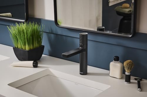 Ruvati Emilio Single Handle Diamond Pattern Knurled Bathroom Faucet Round in Gunmetal Black PVD - RVF5133BL - color: Gunmental Black