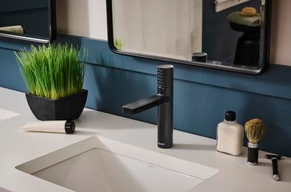 Ruvati Emilio Single Handle Diamond Pattern Knurled Bathroom Faucet Round in Gunmetal Black PVD - RVF5133BL - color: Gunmental Black