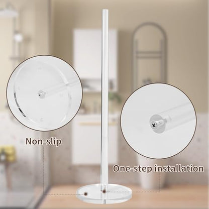 Acrylic Freestanding Toilet Paper Roll Holder, Clear, Modern Style, 20x6 Inches