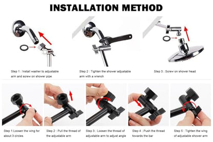 NearMoon Adjustable Shower Arm Universal Connection, Extension Arm, Adjust Angle to Upgrade Shower Experience, Easy to Install, Anti-leak (5 Inch, Matte Black) - color: Matte Black, style: 5 Inch Adjustale