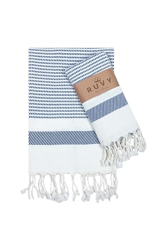 Ruvy Home Basics Turkish Hand Towels for Bathroom Set of 4 | 18"x40", Cotton | Decorative Towel for Bathroom, Kitchen, Dishcloth, Tea, Yoga, Face, Gym - Navy - color: Navy, size: Modern - 4 Pack