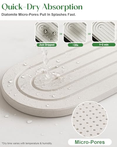 Stone Drying Mat for Kitchen Faucet: Diatomite Stone Drying Tray - Fast Water Absorbent Kitchen Sink Splash Guard for Bathroom Faucet & Counter - Ideal for Moms & Housewife (White, 23.6" x 3.94")
