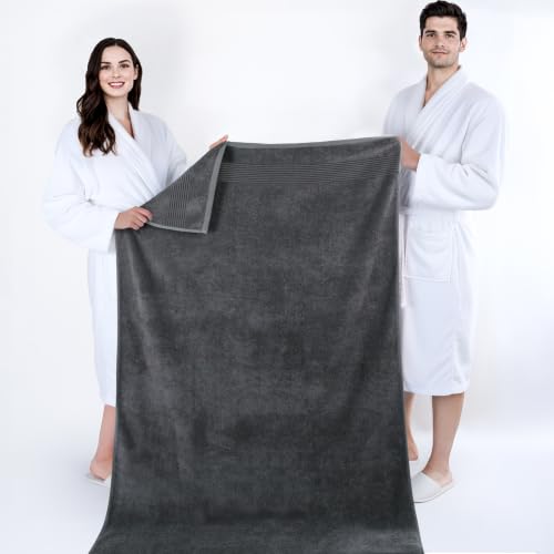 Cotton Paradise 100% Cotton Turkish Towel Set, Soft Absorbent Quick Dry, 2 Piece 35x70 Bath Sheet Set, Dark Gray - color: Dark Gray, size: 35"x70"
