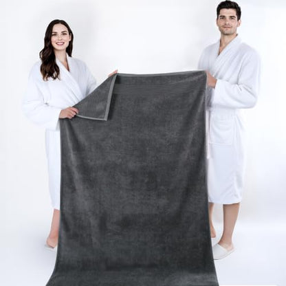 Cotton Paradise 100% Cotton Turkish Towel Set, Soft Absorbent Quick Dry, 2 Piece 35x70 Bath Sheet Set, Dark Gray - color: Dark Gray, size: 35"x70"