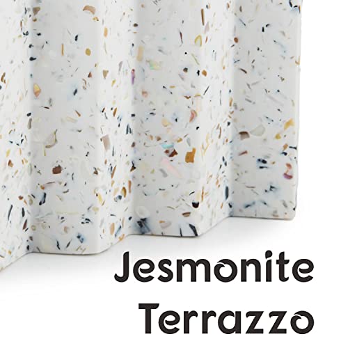 Tapeera Zig Zag Terrazzo Self Draining Soap Dish for Shower - Concrete Soap Saver for Bar Soap Holder - Sponge Holder - Kitchen Soap Tray (White) - color: White