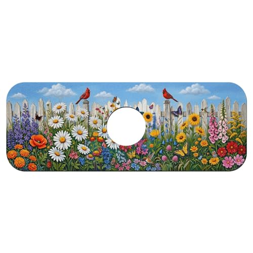 Faucet Fast Absorbent Pad - Garden Fence Cardinal Multi , Suitable For Kitchen, Bathroom, Island And Other Scenes - color: Garden Fence Cardinal Multi