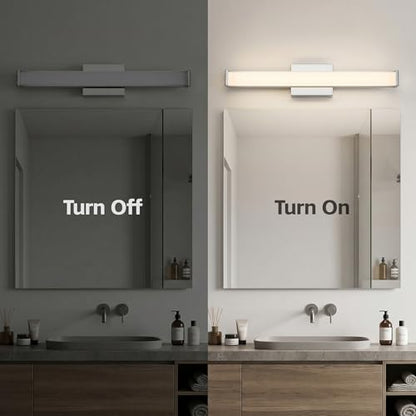 URSOLA 36" Modern LED Bathroom Light Fixtures, Chrome 3CCT Dimmable Bathroom Vanity Light Over Mirror, Bathroom Vanity Bath Bar Lights with Double Layer Acrylic Shade - color: Chrome, size: 36inch
