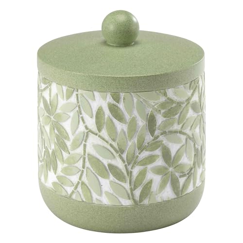 Avanti Linens - Covered Jar, Resin Countertop Accessories, Guest Bathroom Essentials (Stratford Collection, Green) - size: 28 Ounces