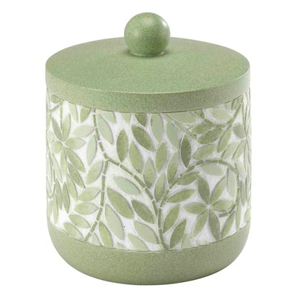 Avanti Linens - Covered Jar, Resin Countertop Accessories, Guest Bathroom Essentials (Stratford Collection, Green) - size: 28 Ounces