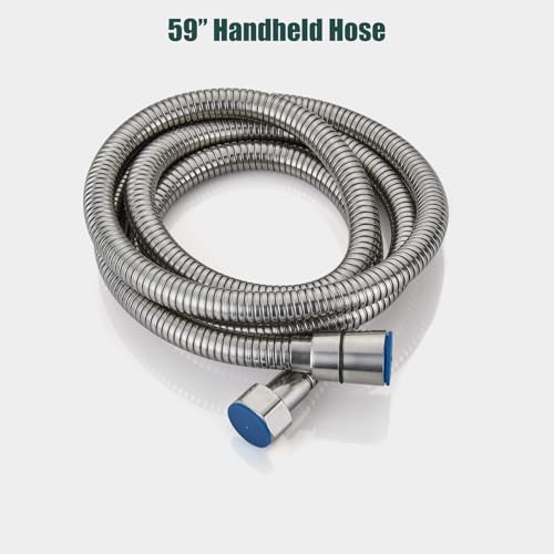Heyalan Hand-held Shower Head Set-SUS304 Handheld Shower, Brushed Nickel | SUS304 stainless steel wand, straight-style design, single rain spray, 59-inch long hose and standard 1/2-inch connection - color: Brushed Nickel, style: Straight Style