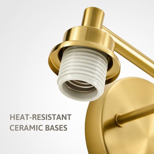 VONLUCE 4 Light Bathroom Vanity Light Fixtures, Gold Finish | Globe Glass Shades, E26 Sockets, Easy to install, Vanity Lights for Bedroom Hallway Living Room - color: Gold, size: 4-Light