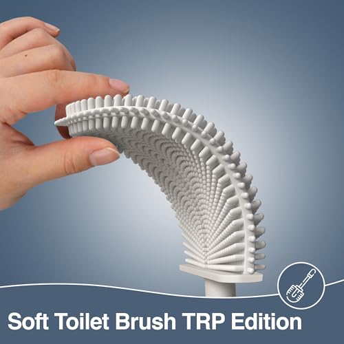 3 Pack Silicone Toilet Brushes & Holders– Includes 3 Crevice Brushes for Bathroom, Long Non-Slip Handle – Durable Bathroom Cleaning Set.