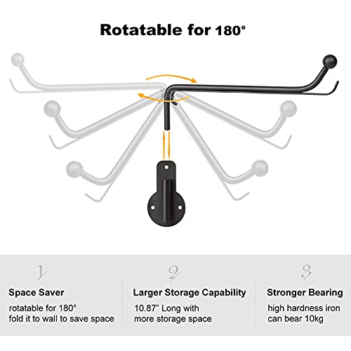 Mkono Wall Mounted Drying Rack Laundry Hook with Swing Arm Valet Rod 2 Pack | Black, Laundry Room Organization, Space Saving, Foldable, Easy Install, Wall Clothes Hanger, Closet Bathroom Bedroom Organize - color: Black