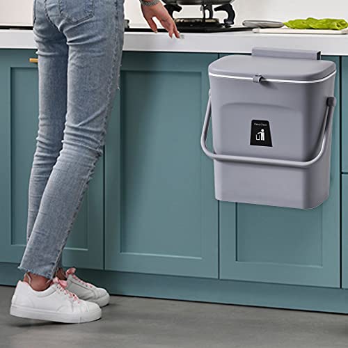 Hanging Trash Bin Wall Mounted Waste Bin Gargabe Waste Can for Bathroom Kitchen (Grey with Handle) - color: Grey With Handle