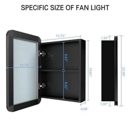 24x16 Inch Bathroom Medicine Cabinet Black, Wall Mounted Bathroom Medicine Cabinets or Recessed Mirror Cabinet Rounded Rectangle Medicine Cabinets - color: Black Aluminium（24‘’x16‘’）