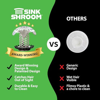 SinkShroom Ultra Revolutionary Bathroom Sink Drain Protector, Stainless Steel - style: Single
