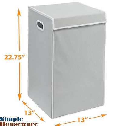 Simple Houseware Foldable Laundry Hamper Basket with Lid and Bag, Gray - color: Grey