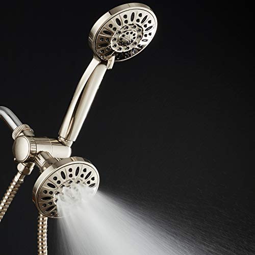 AquaDance Brushed Nickel Premium High Pressure 48-setting 3-Way Combo for The Best of Both Worlds – Enjoy Luxurious 6-setting Rain Shower Head and 6-Setting Hand Held Shower Separately or Together | Enjoy Two 6-Setting Rain & Hand Showerheads Separately o
