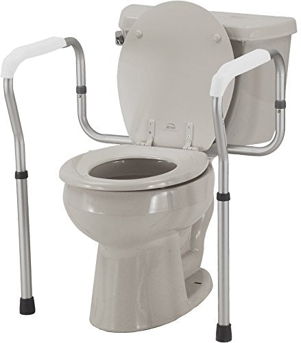 NOVA Medical Products Toilet Rails & Frame, Handrails for Toilet Seat, Safety Support Frame for Bathroom Toilet, Quick and Easy Installation, Grey (8200-R)