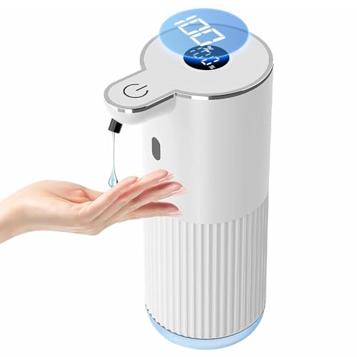 Automatic Liquid Soap Dispenser, Touchless Hands-Free, Crisp White - USB-C Rechargeable with LED Display (Battery Included), 7000 Uses, 6 Dispensing Settings, for Kitchen Bathroom, Mountable - size: Liquid