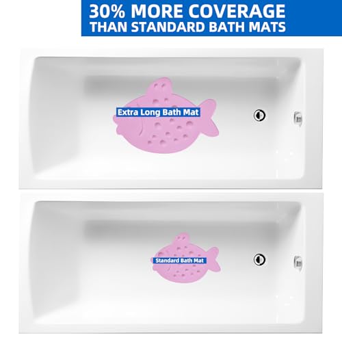 Non-Slip Bathtub Mat ZHICHENG Soft Rubber Bathroom Bathmat with Strong Suction Cups (Pink) - color: Pink