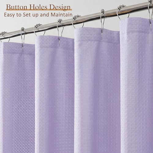 Extra Long Shower Curtain 96 Inch Long 1 Piece, Waffle Embossed Textured Fabric Shower Curtain for Bathroom Large Hotel, Water Resistant, Machine Washable, Lavender, 72Wx96L Inches - color: Lavender, size: 72"W x 96"L (Pack of 1)