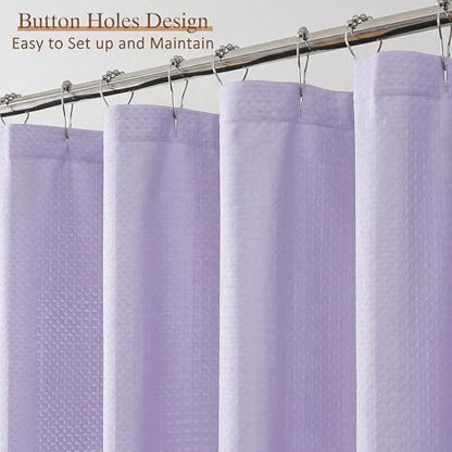 Extra Long Shower Curtain 96 Inch Long 1 Piece, Waffle Embossed Textured Fabric Shower Curtain for Bathroom Large Hotel, Water Resistant, Machine Washable, Lavender, 72Wx96L Inches - color: Lavender, size: 72"W x 96"L (Pack of 1)