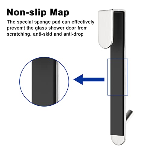 Shower Door Hook, Extended Length Frameless Shower Door Hook (7 Inches), Heavy-Duty Bathrobe Towel Stainless Steel Hook, No Drilling or Adhesive Required, 2-Pack, Silver - color: Silver-XG