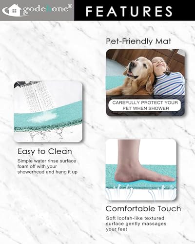 godehone Shower Mats Non Slip Without Suction Cups, PVC Loofah Bathroom Mats, Loofah Mats for Shower and Bathroom, Quick Drying, 15.7× 36 Inch, Light Green - color: Light Green, size: 36" x 15.7" (Rectangular)