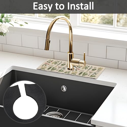 15" X 5.5" Kitchen Sink Splash Guard Faucet Mat Floral Super Absorbent Fast Drying Faucet Guard & Draining Mat Sink Splash Guard Behind Faucet for Kitchen, Bathroom - size: 15" x 15"