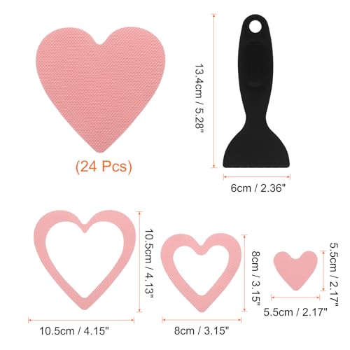 HARFINGTON 24pcs Non Slip Bathtub Stickers Bath Shower Floor 4" Anti-Slip Adhesive Sticker Tape Heart Style Decals with Scraper for Bathroom Kitchen Bathtub Treads Stairs, Pink - color: Pink