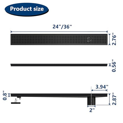 Neodrain 24In Offset Side Outlet Linear Shower Drain w/Grate Cover, Black | w/ Quadrato Pattern Grate Cover, 304 Stainless Steel Rectangle Shower Floor Drain, with Leveling Foot, Hair Strainer Catche - color: Matte Black- Pattern Grate Cover, size: 24 IN