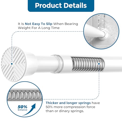 AIZESI Tension Rod 18-36 inch，4Pcs White Adjustable Tension Curtain Rod No Drilling Small Tension Rod Spring Tension Curtain Rod Expandable Curtain Rod - color: White, size: 18“-36“-4P