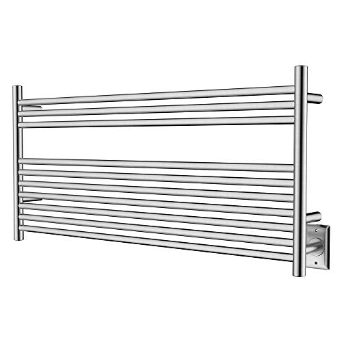HEATGENE 10 Bar Towel Warmer, Heated Towel Rack, Plug-in/Hardwired, Brushed | 304 Stainless Steel 10-Bar Heated Towel Rack With Plug-In Or Hardwired Installation And Brushed Finish - color: Brushed, size: H 20 × W 42