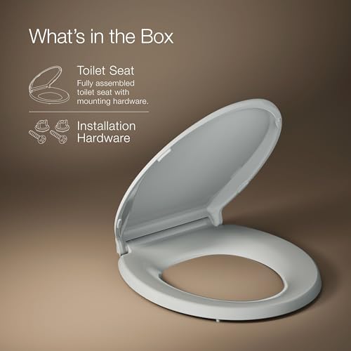 KOHLER 4639-RL-95 Cachet ReadyLatch Round Toilet Seat Soft Close, Ice Grey - color: Ice Gray, size: Round