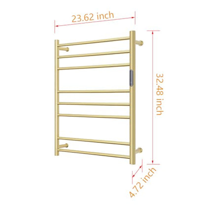 Luxury 8 Bars Heated Towel Racks for Bathroom, Wall Mounted Electric Towel Warmer Racks with Timer & Temperature Control, Plug-in/Hardwired Heated Towel Drying Rack (Brushed Gold, 8 Bars) - color: Brushed Gold, size: 8 Bars