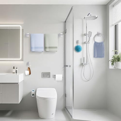 TURS 5-Pieces Brushed Nickel Bathroom Hardware Set 23.6 Inch SUS304 Stainless Steel Towel Bar Set Wall Mounted Bathroom Accessories Set - color: Brushed Nickel, size: 5-Pieces Set-B