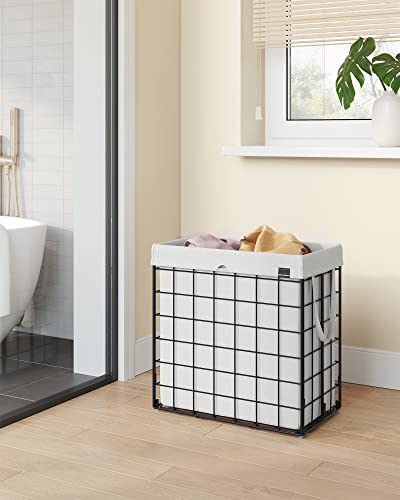 SONGMICS Laundry Hamper, 29 Gal. (110L) Laundry Basket, Collapsible Clothes Hamper, Removable and Washable Liner, Metal Wire Frame, for Bedroom Bathroom, Cream White ULCB111W01 - color: Cream White, size: 110 L