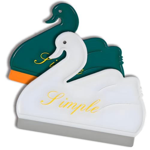 Squeegee Bathroom Glass Door Cleaning Scraper with Hanging Hook, Silicone Mini Kitchen Countertop Squeegee, Water Wiper Scraper for Sink Tiles Cleaning Tools (Swan 2PCS) - color: Swan 2pcs