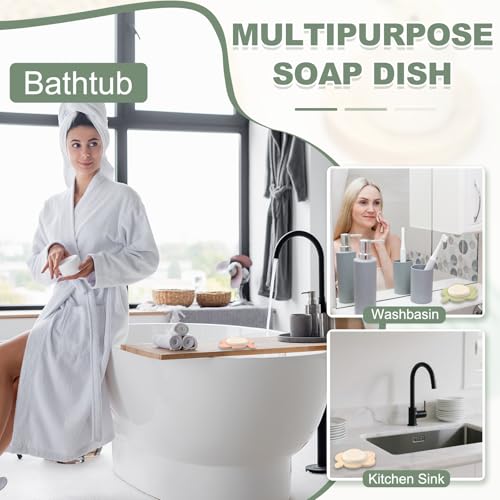 uxcell Silicone Soap Dish with Drain Spout, Portable Self Draining Flower Shape Soap Saver Holder for Bathroom Kitchen Sink, Beige - color: Beige