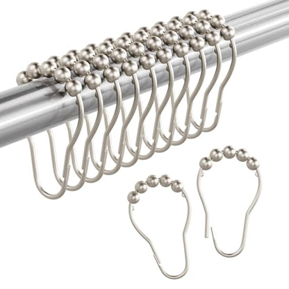Shower Curtain Rings, Rust-Resistant Metal Shower Hooks Ring Shower Rings for Curtain Rolling Shower Curtain Hooks for Bathroom Shower Rod Shower Curtain Hangers, Set of 12, Matte Nickel - color: Matte Nickel